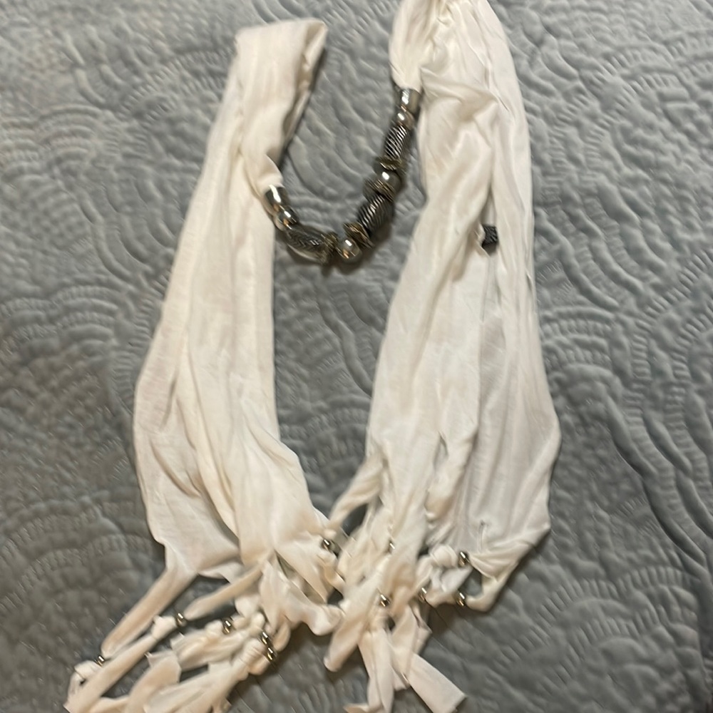 Beaded white scarf